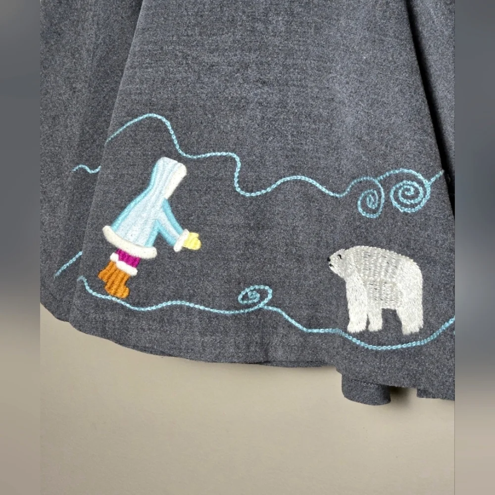 Vintage Y2K Gap Girl's Embroidered Whimsy Cottagecore Winter Twirl Skirt, Size 5